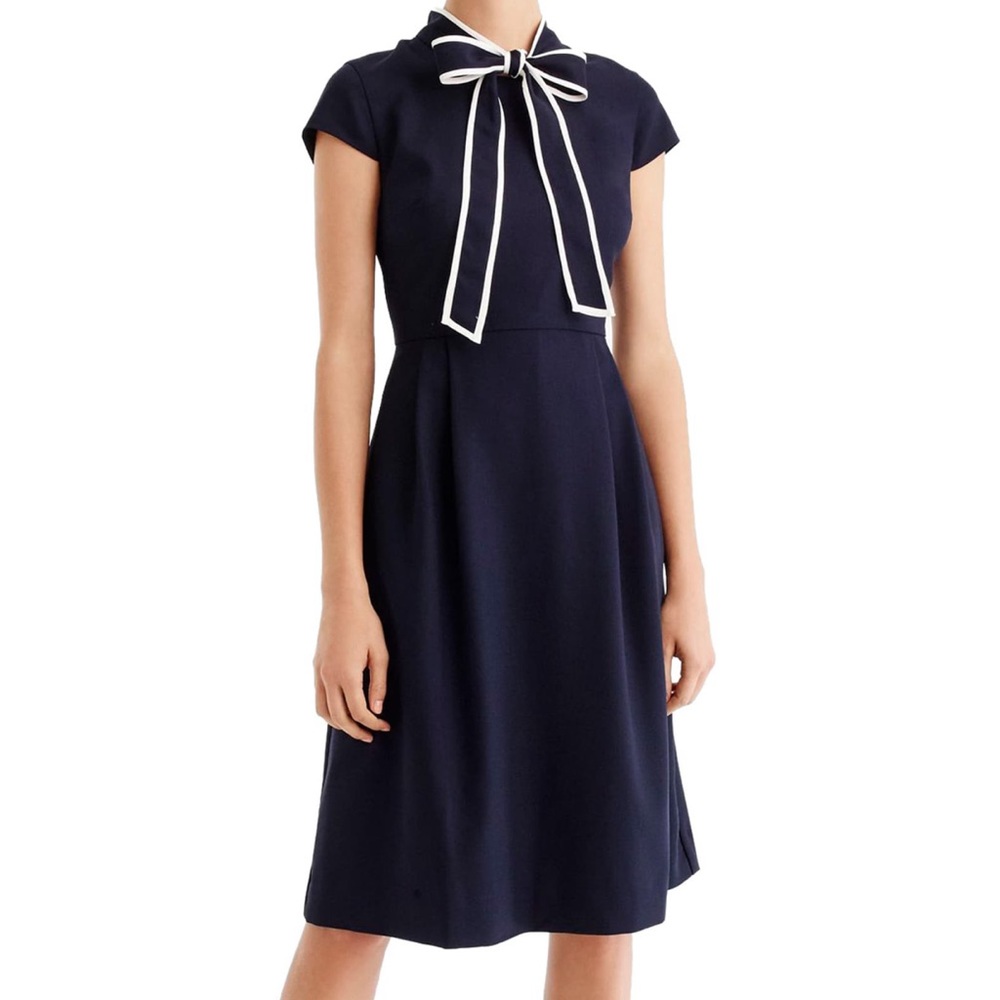 J crew tie-neck dress in 365 crepe, NWOT